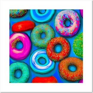 Colorful Donuts Teal Posters and Art